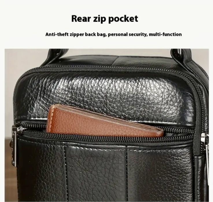 -10%Промоция• Мъжки елегантни и стилни ретро чантички/Черна ест. кожа!