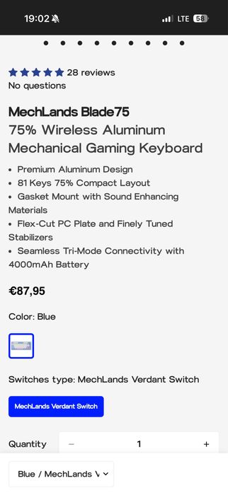 Механическая алюминиевая игровая клавиатура Mechlands Blade 75