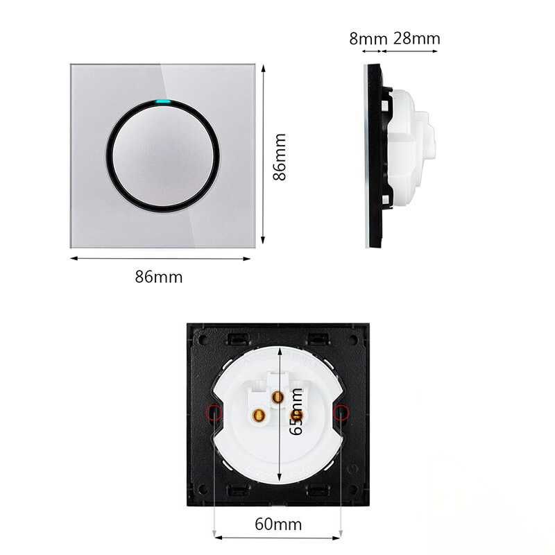 Intrerupator Rotund din Sticla cu LED Transport Gratuit