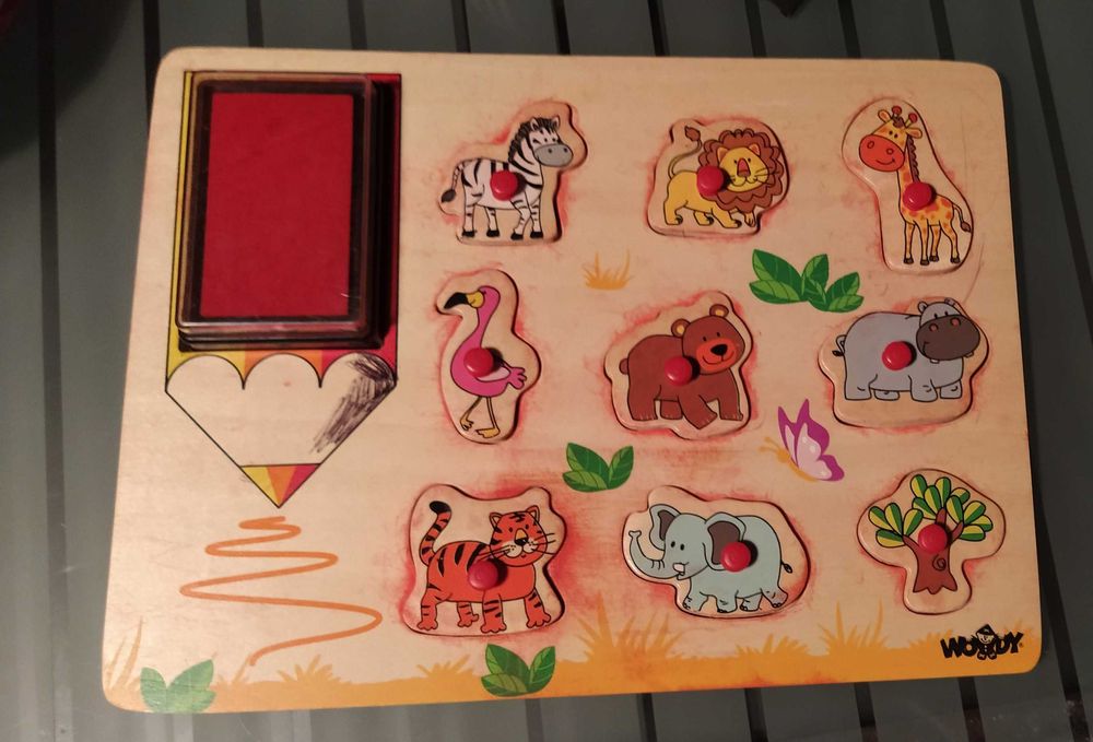 Дървен пъзел с печати Африкански животни