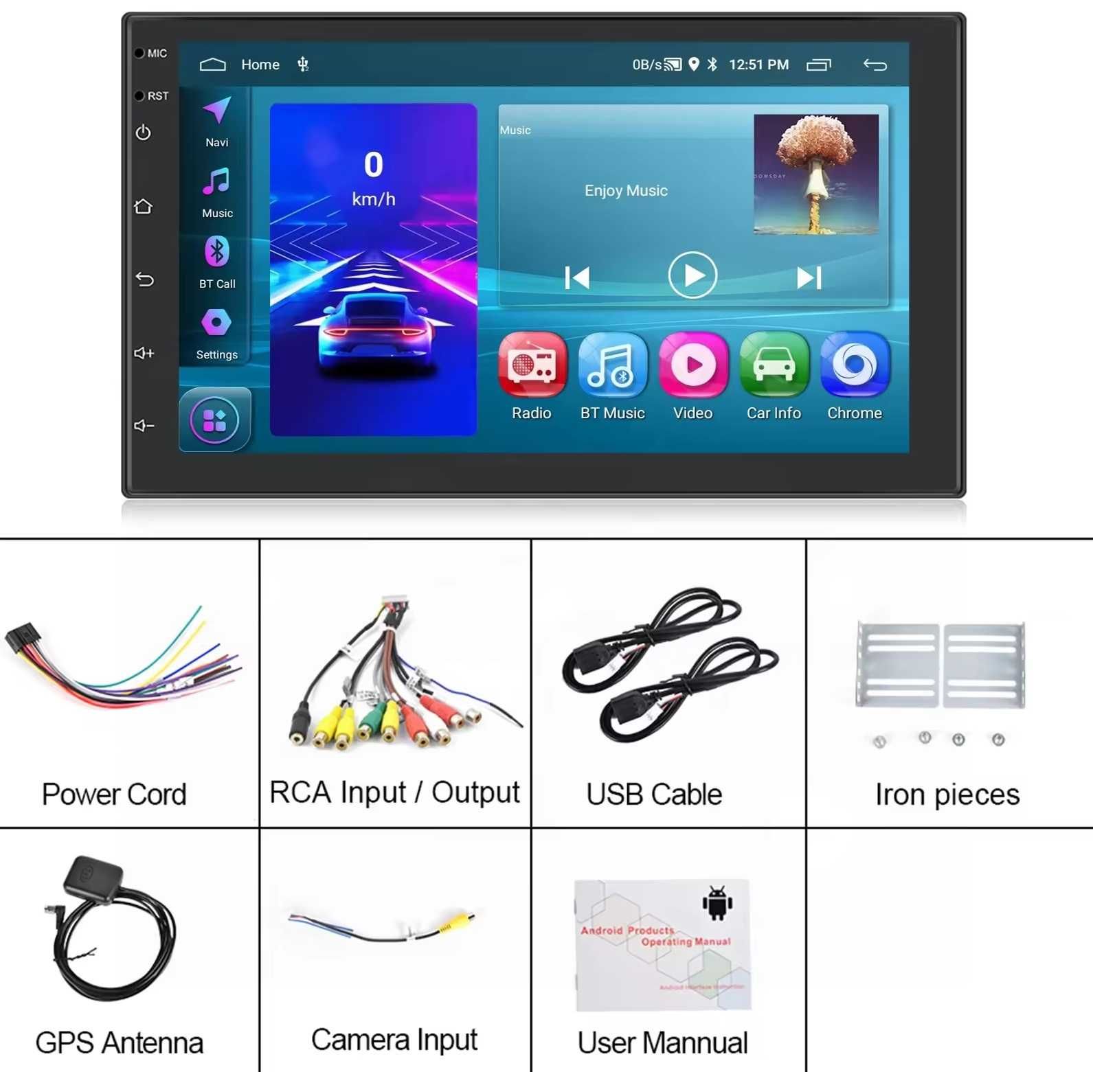 Мултимедия плеър двоен дин навигация за кола автомобил Android Carplay