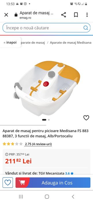 Aparat de masaj pentru picioare Medisana