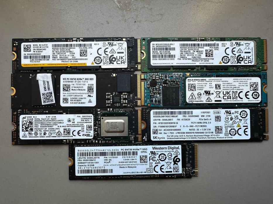 SSD 512GB M2 NVMe, Samsung, WD black, Hynix black- perfect functionale