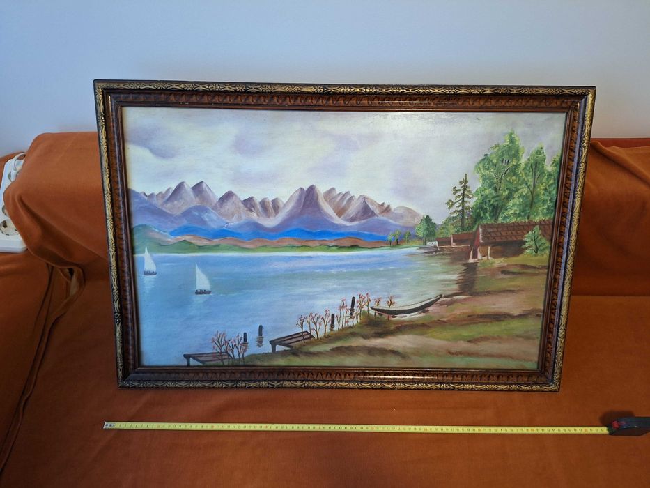 Tablou – antique / vintage  / vechi, pe panza ,model 4, rama si sticla