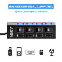 USB Hub 4 port hi speed. Butoane on/off individuale. Cablu 30cm.