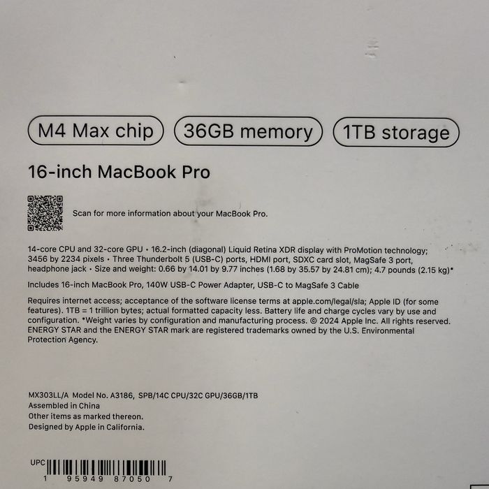Macbook Pro 16" M4 Max 36/1Tb Space Black