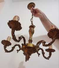 Deosebit candelabru antic din bronz masiv cu 5 brațe ,piesa cu o lucră