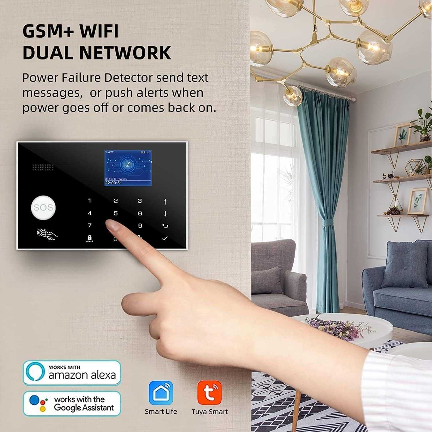 TUYA Смарт аларма WiFi + 4G 2 SIM cards - аларма, 16 сензора, детектор
