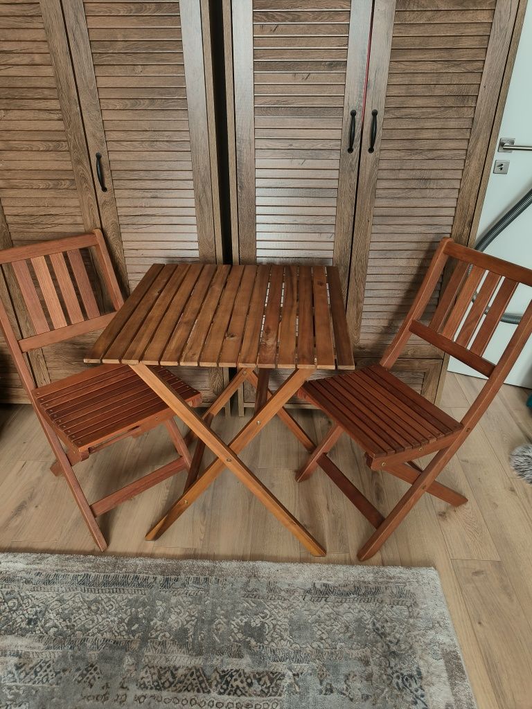 Set masa +2 scaune lemn masiv eucalipt