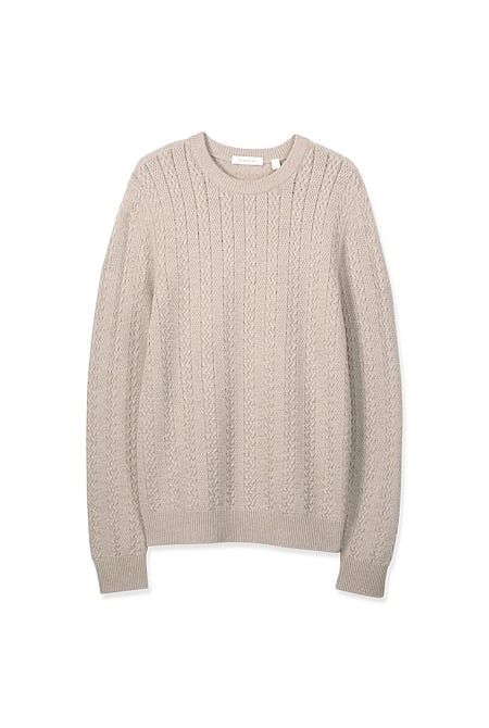 100% вълна Trenery Crew Neck Stitch Knit мъжки пуловер - L-M