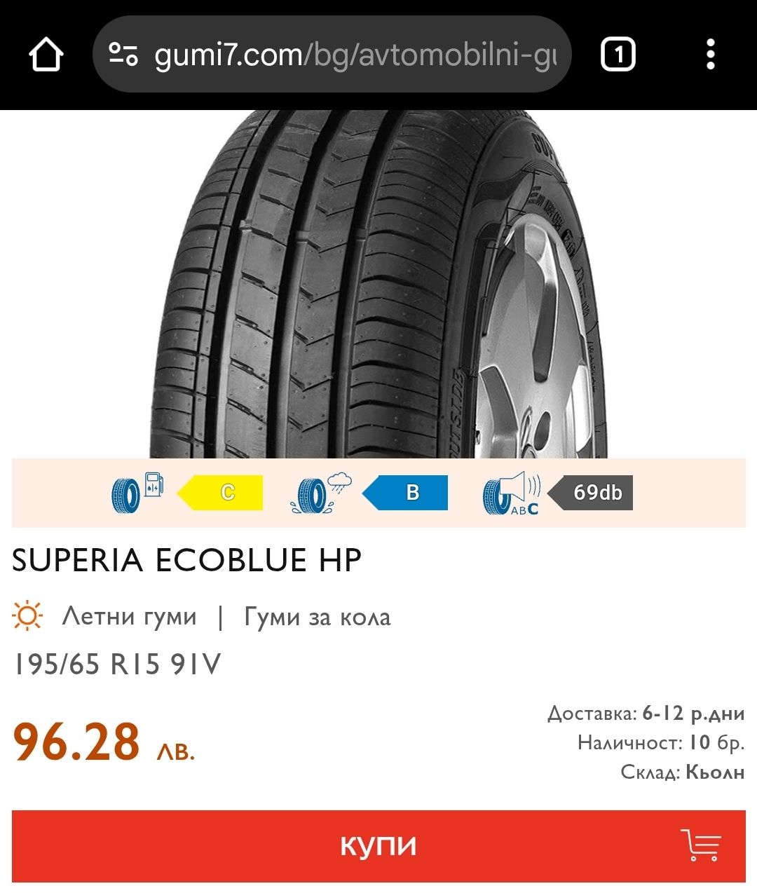 2бр. летни гуми 195/65/15 Superia EcoBlue HP
dot22
6.99мм
Много добро