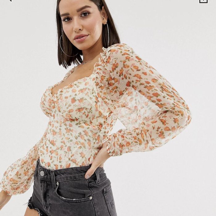Body imprimeu floral Missguided maneci bufante