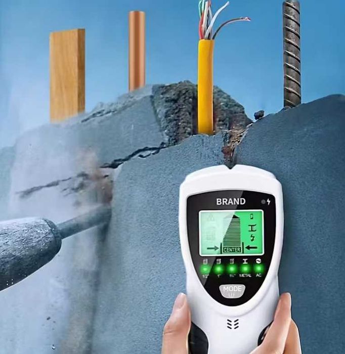 Детектор 5 в 1 за ел. кабели, метали, дърво, гипсови профили, арматура