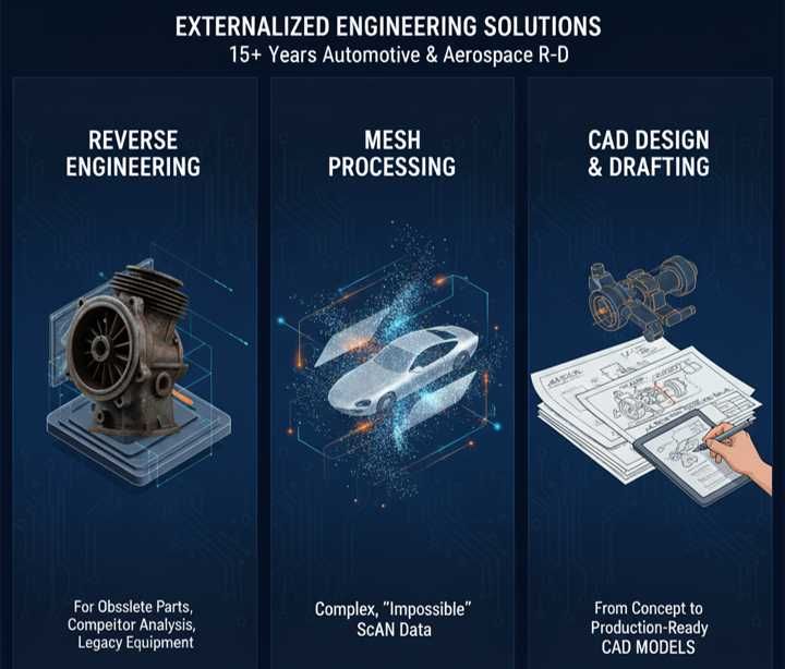Proiectare CAD, Desen tehnic, Scanare 3D Precizie, Inginerie Inversă,