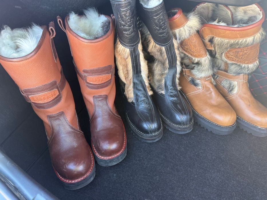 Натуралный кожжаный унты с Монголий волк