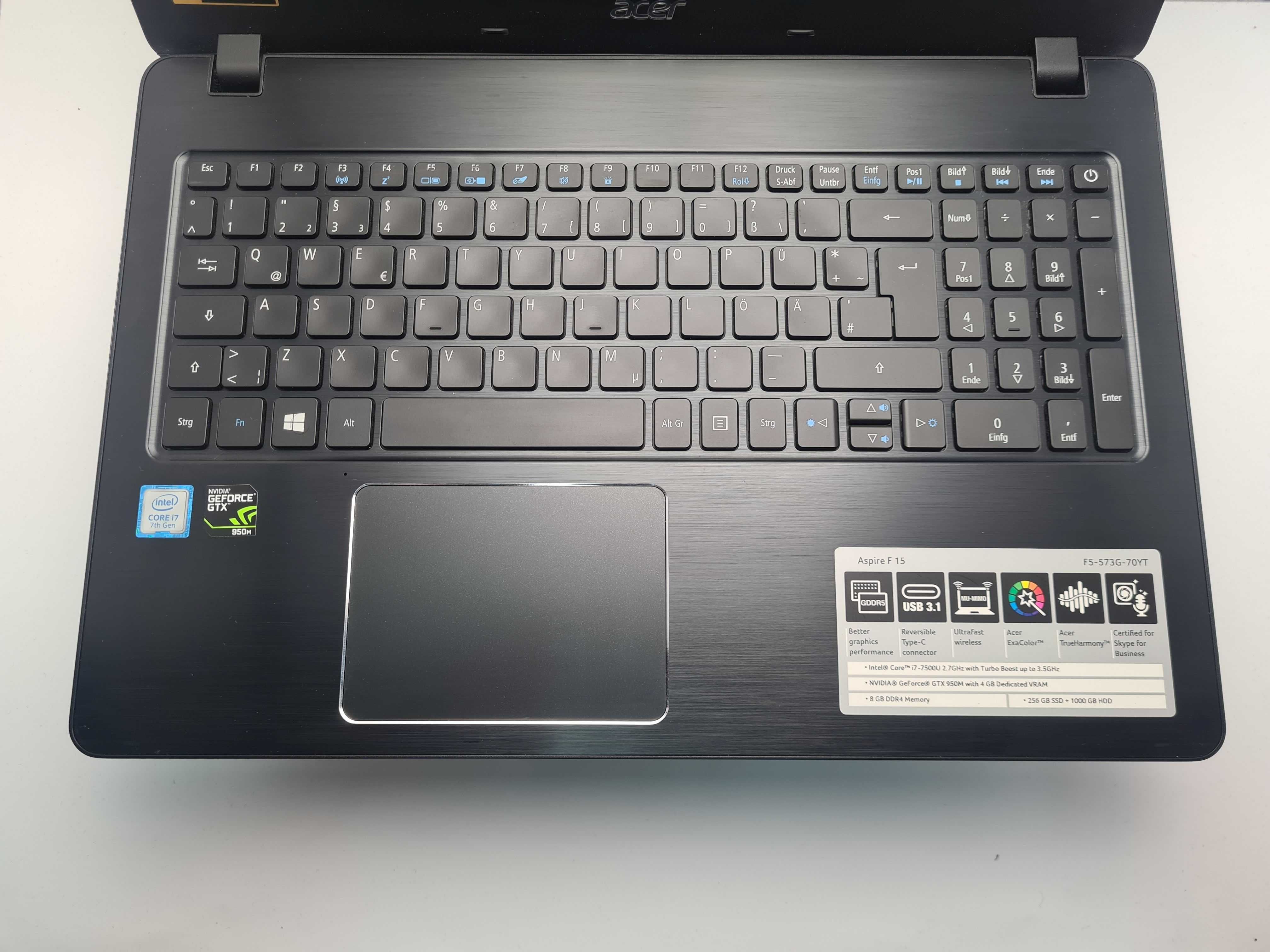 Acer Aspire  F5-573G i7 7500/16GB/256SSD/1TB HDD/GTX950/FHD/Подсветка