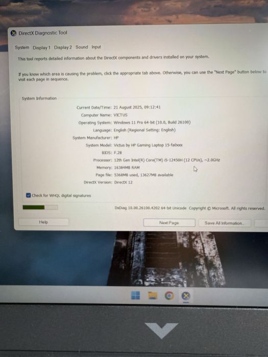 Laptop Gaming Victus Hp i5-12450H  Rtx 3050 15.6” Nou