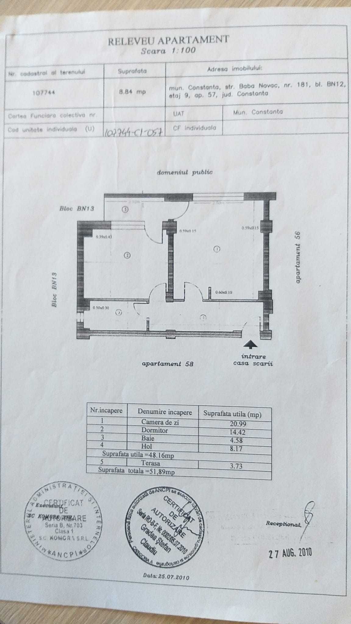 DIRECT DE LA PROPRIETAR Apartament Constanta - Zona Baba Novac ,BN 12