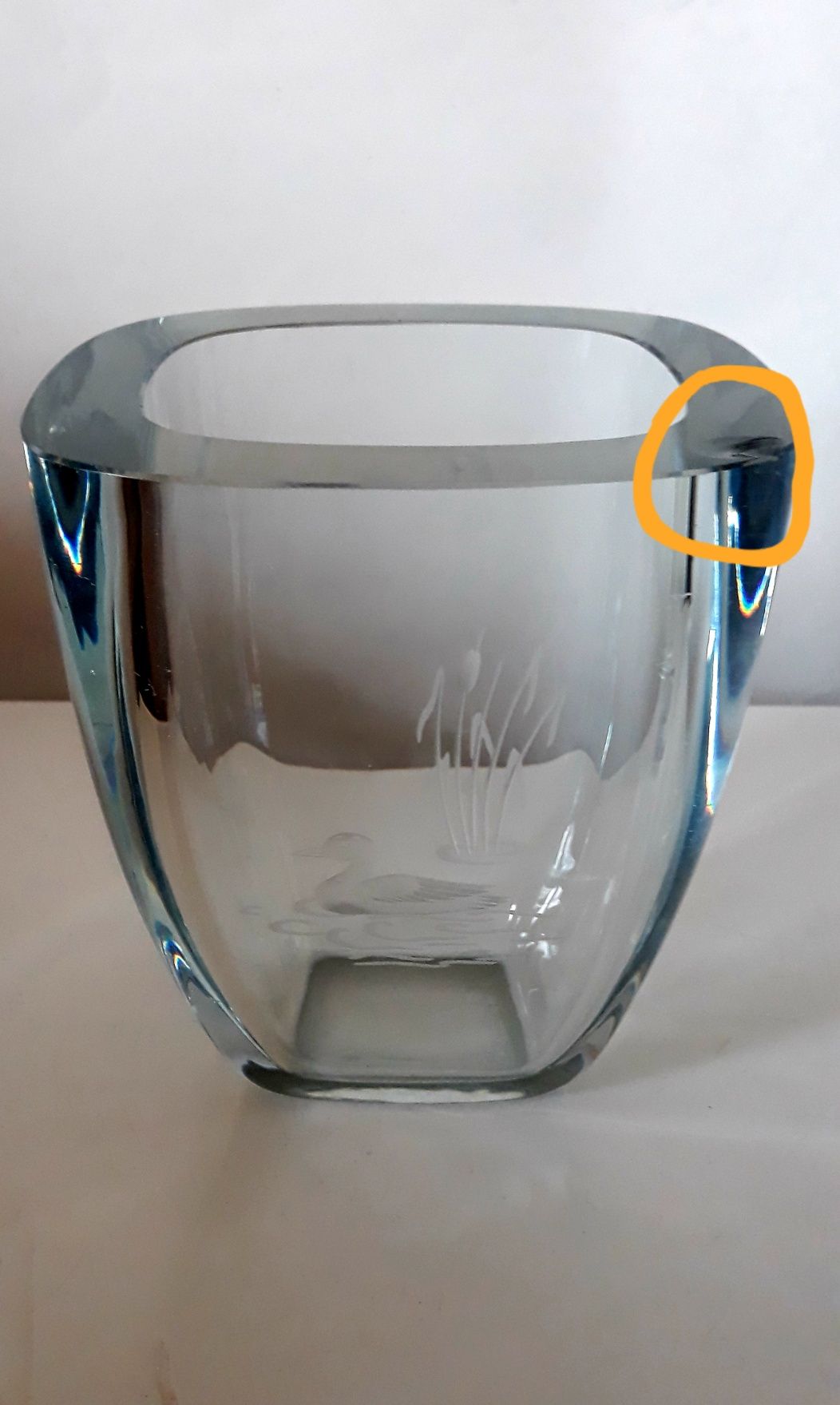 Vaza cristal Strombergshyttan Suedia scandinava art glass