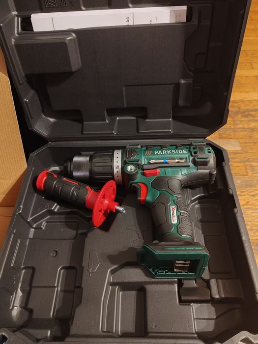 Bormasina filetanta parkside noua,garantie,percutie,valiza,nou