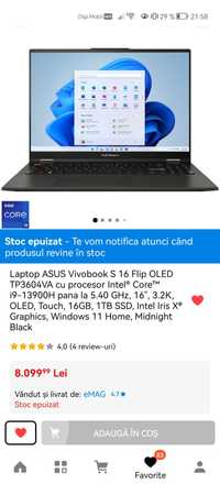 Laptop 2024 ASUS Vivobook Pro S 16 Flip i9-13900H Tableta Nou Sigilat