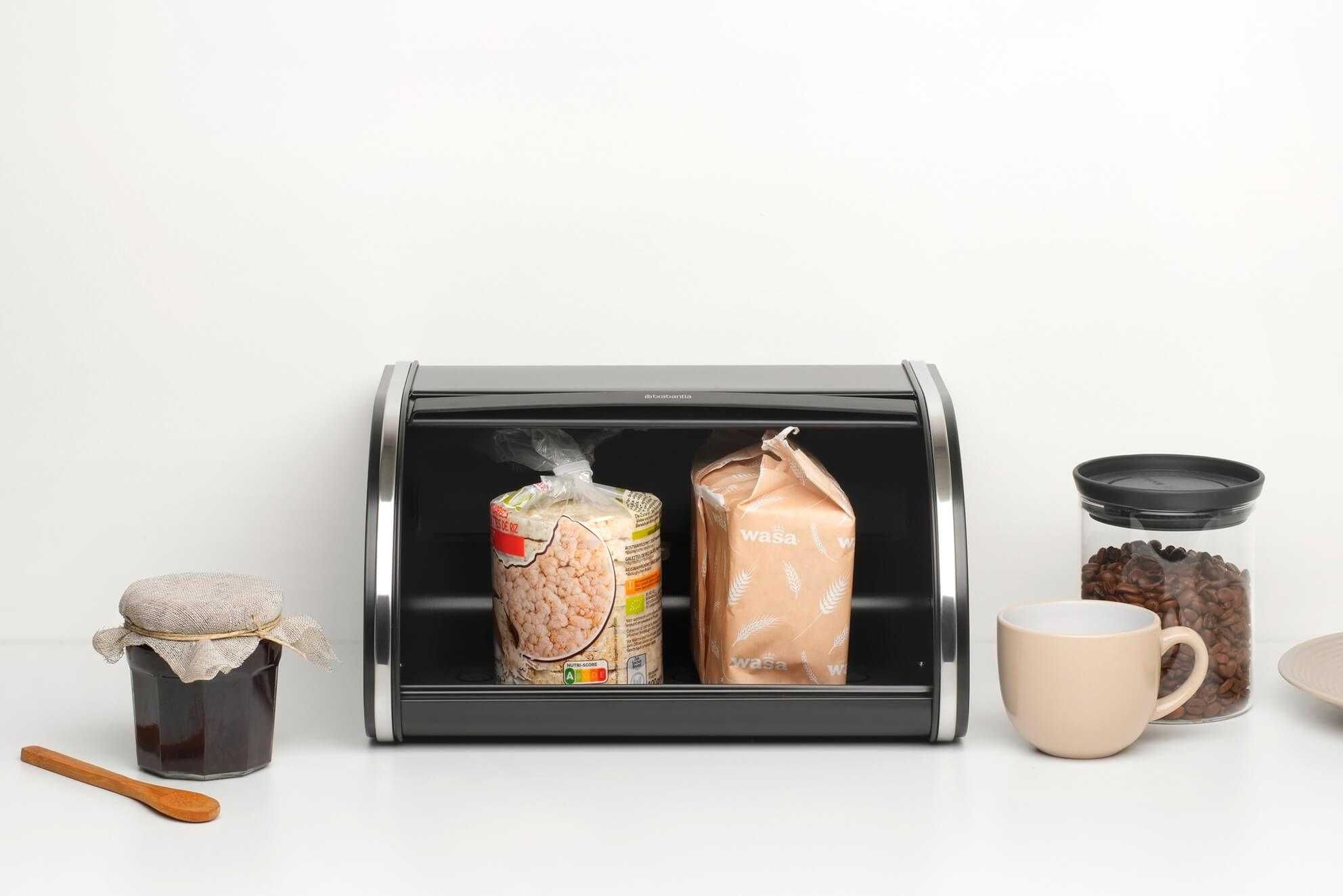 Кутия за хляб Brabantia Roll Top, Matt Black, средна