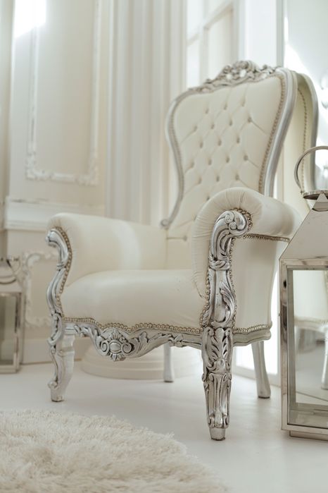 Fotoliu tip Tron - Lemn masiv - Imitație piele - Baroc