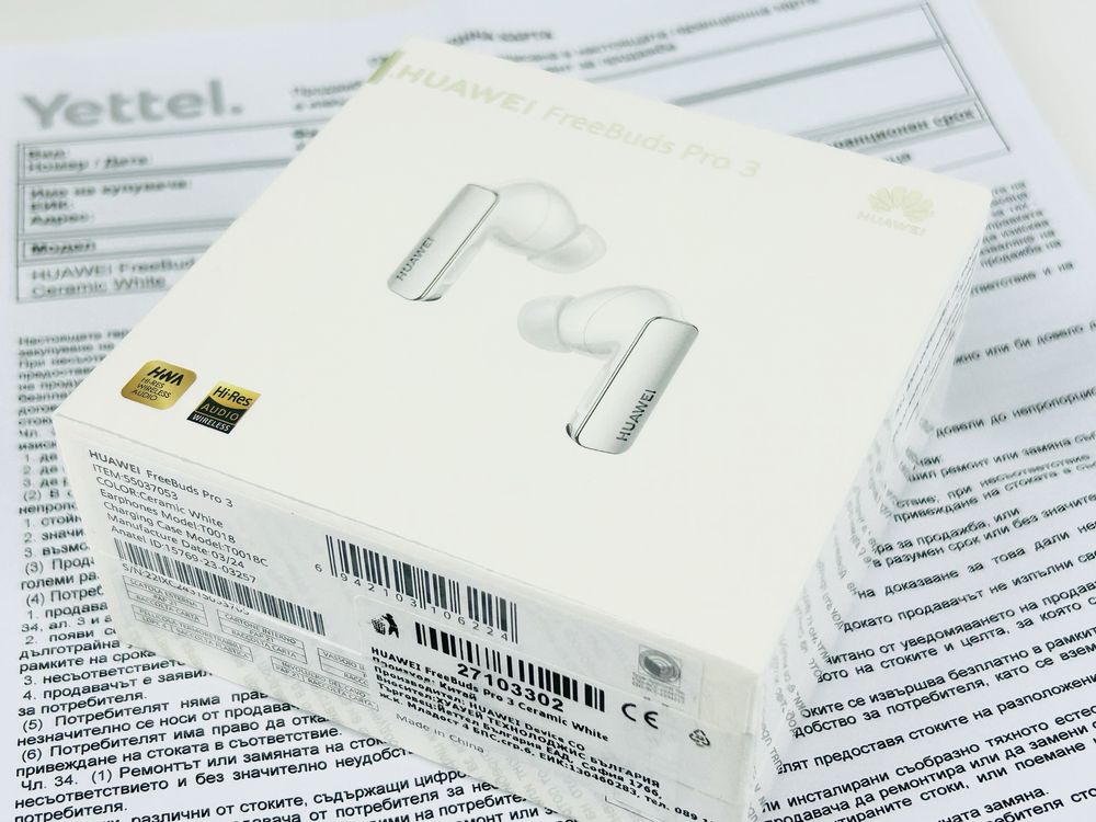 НОВ! Huawei FreeBuds Pro 3 Ceramic White / Silver Frost 3г. Гаранция!
