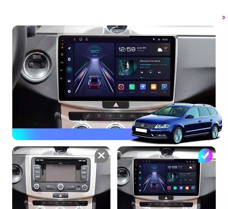 Navigatie vw passat b6 b7 passat cc android 12 8GB RAM 128GB 10.2 inch