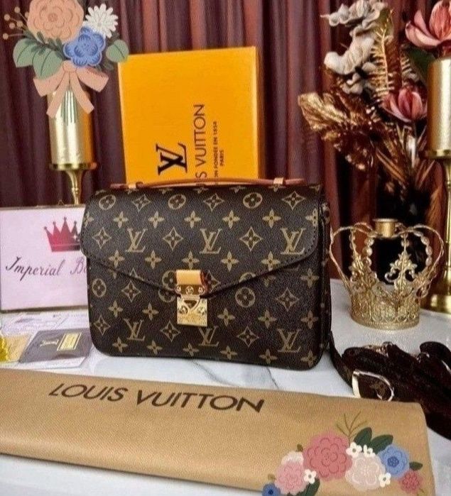 Set 3 articole LV Pochette Metis(geanta+esarfa+portofel),etichetă,sacu