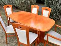 Masa din lemn masiv cu 6 scaune 330 cm