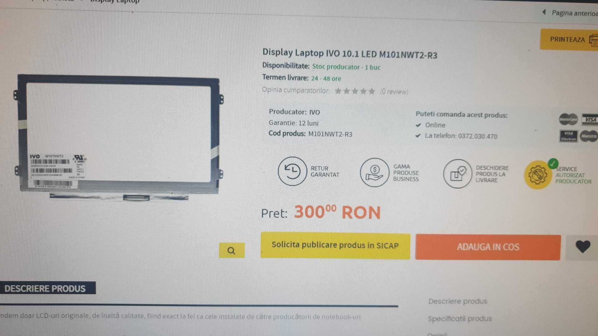 Display Laptop IVO 10.1 LED M101NWT2