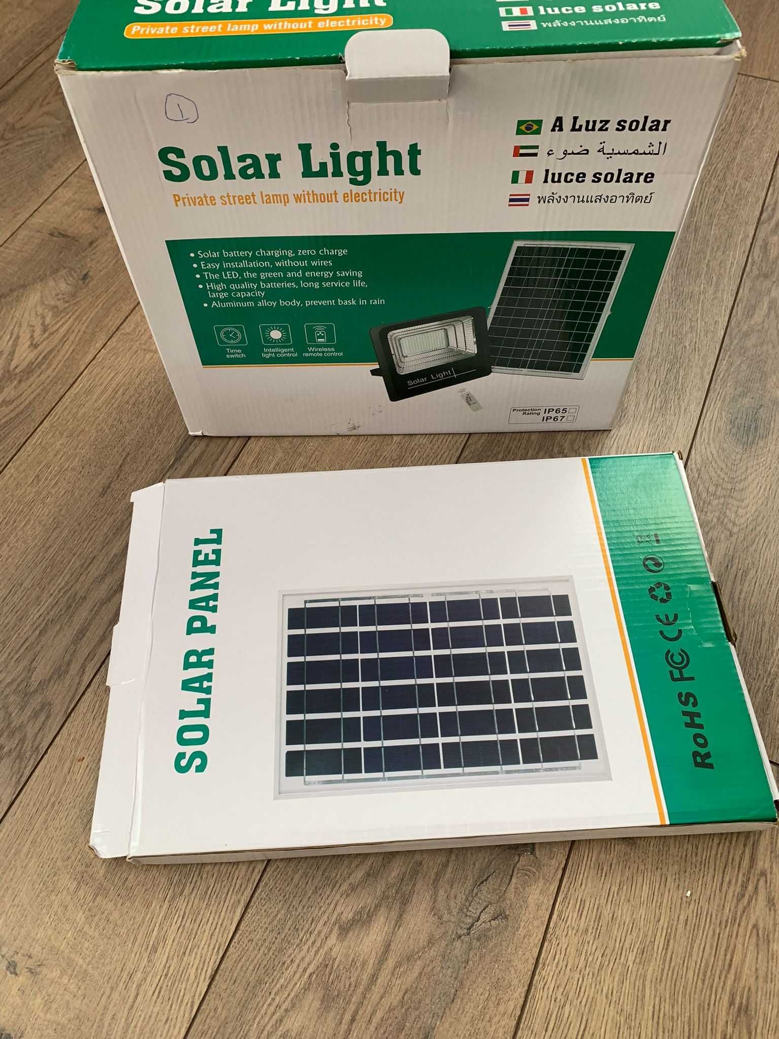 Panou solar cu proiector 100W, cu telecomanda