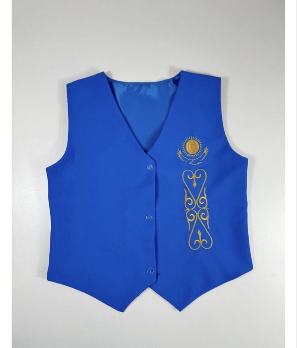 Кажекей казакша оюларымен Национальный костюм голубой