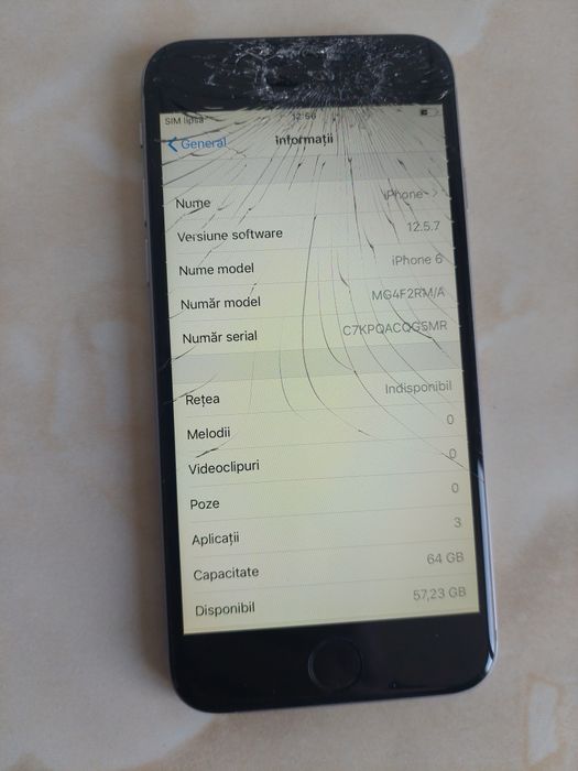 Vând Apple iPhone 6 Space Gray de 64Gb Neverlocked (spart) /poze reale