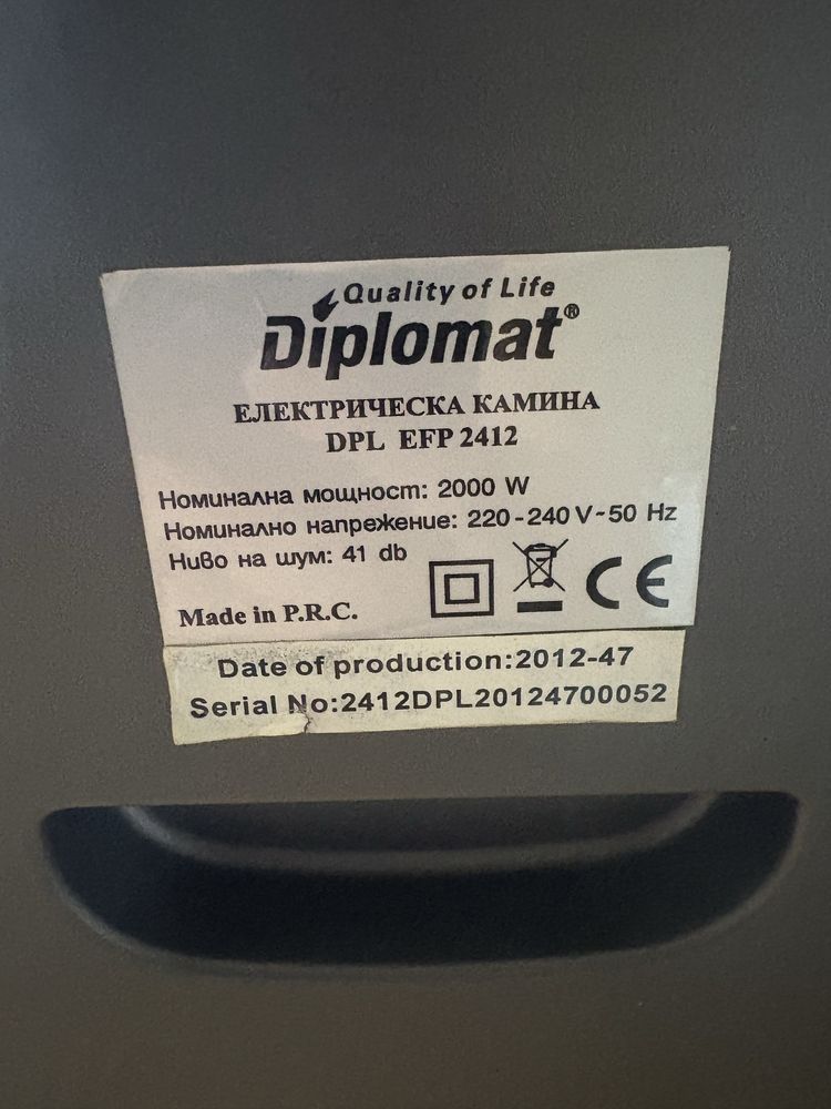 Електрическа камина Diplomat в отлично състояние