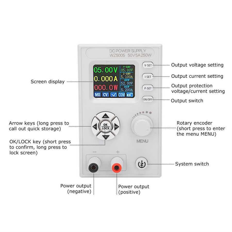 Sursa laborator 50V 5A WZ5005 sursa de curent continuu reglabila