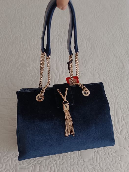 Geanta Mario Valentino albastru catifea