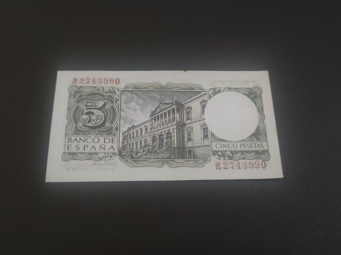 Bancnota 5 Pesetas 1954 Spania