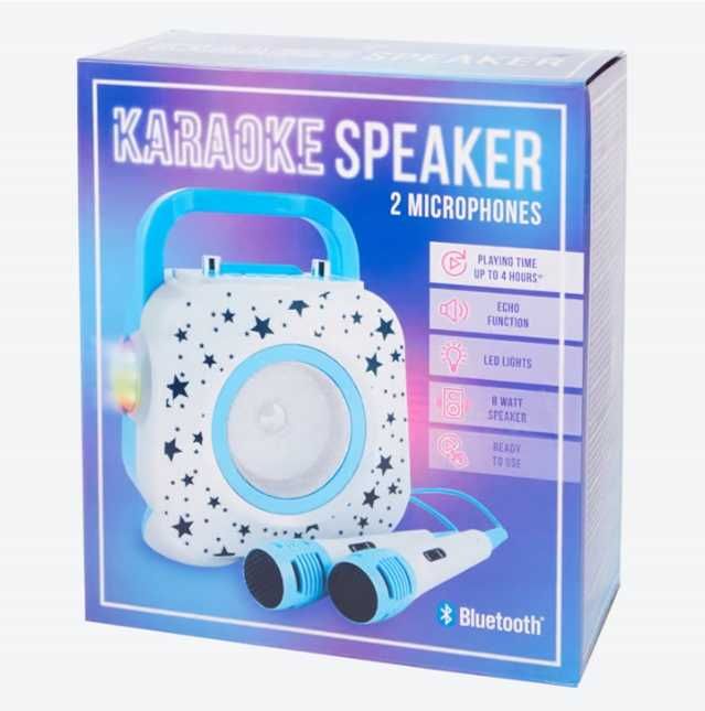 Set Karaoke Copii cu 2 Microfoane Boxă Portabilă Bluetooth Albastru