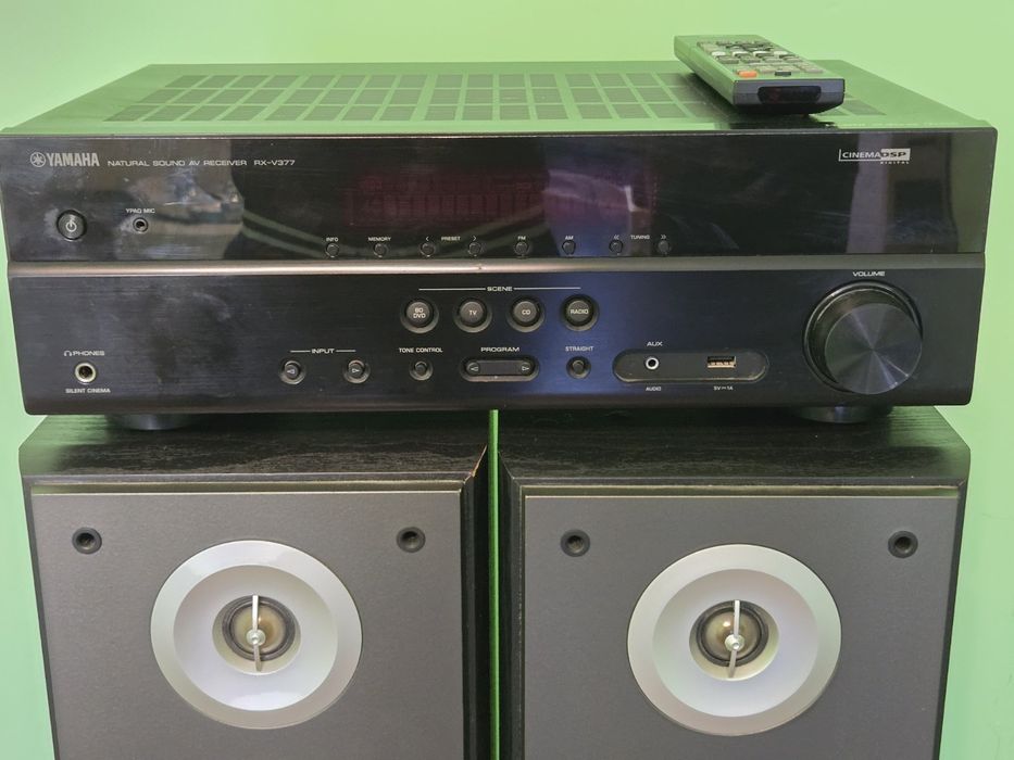 Ресийвър 4K Yamaha RX-V377, 5 канали, 500W с 2 колони thunder ths-8000