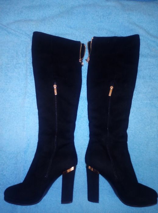 Сапоги женские замшевые