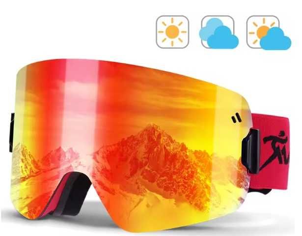 Ochelari ski/ snowboard lentila rosie, tratament anti-aburire NOU!