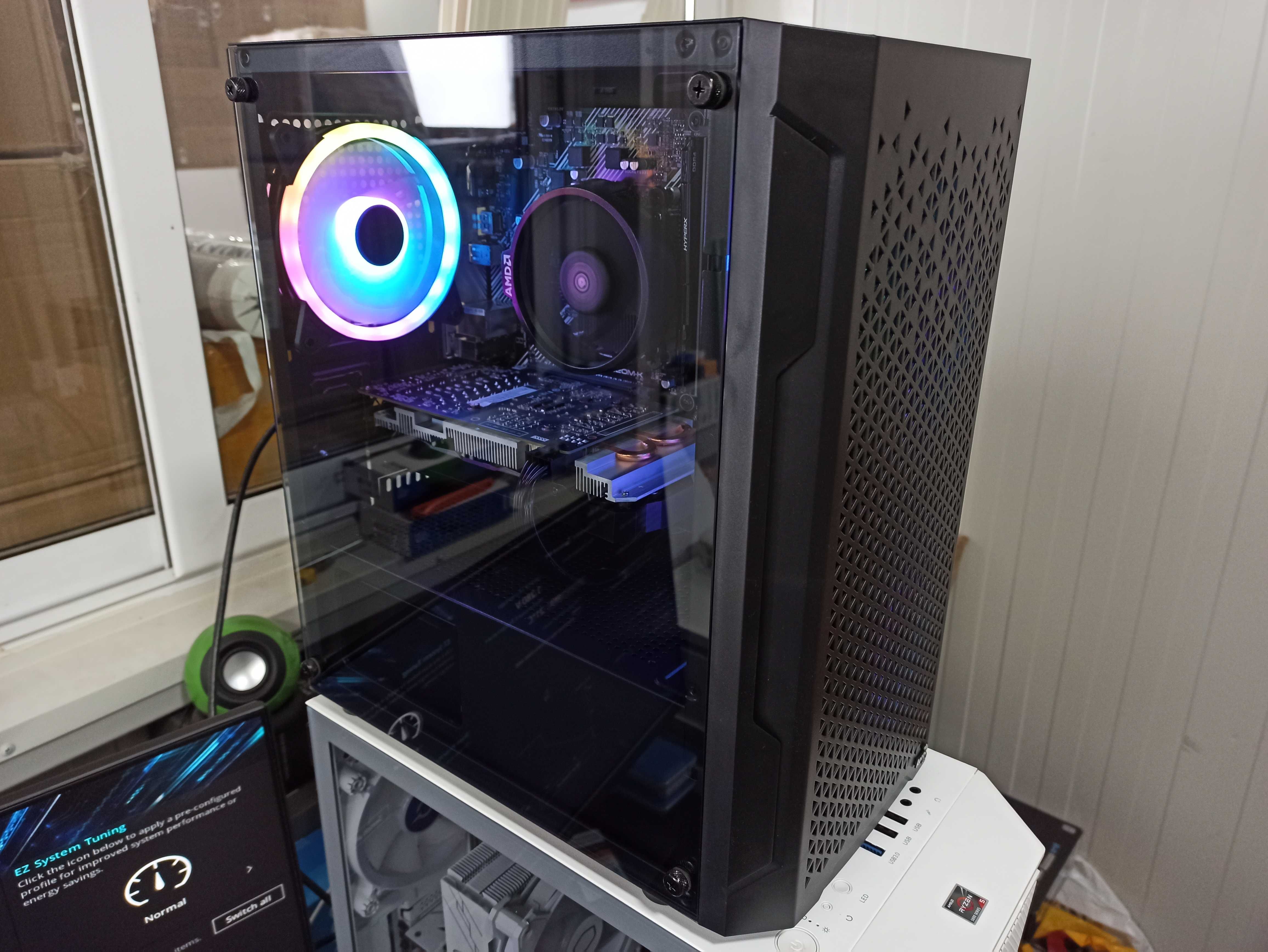 За ИГРИ Гейм компютър Ryzen 5 12Gb Видеокарта 16Gb RAM SSD 1Tb 650W