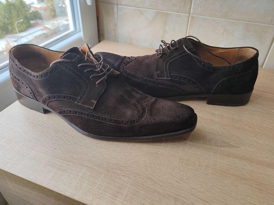 Уникални велурени обувки дерби с връзки  ROSSI