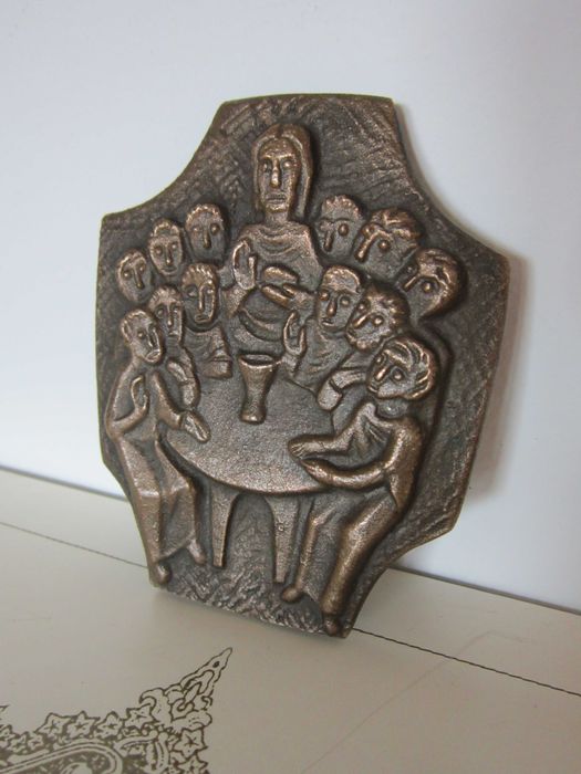 cadou rar Cina cea de taina Isus+12 apostoli Weinert bronz Germania