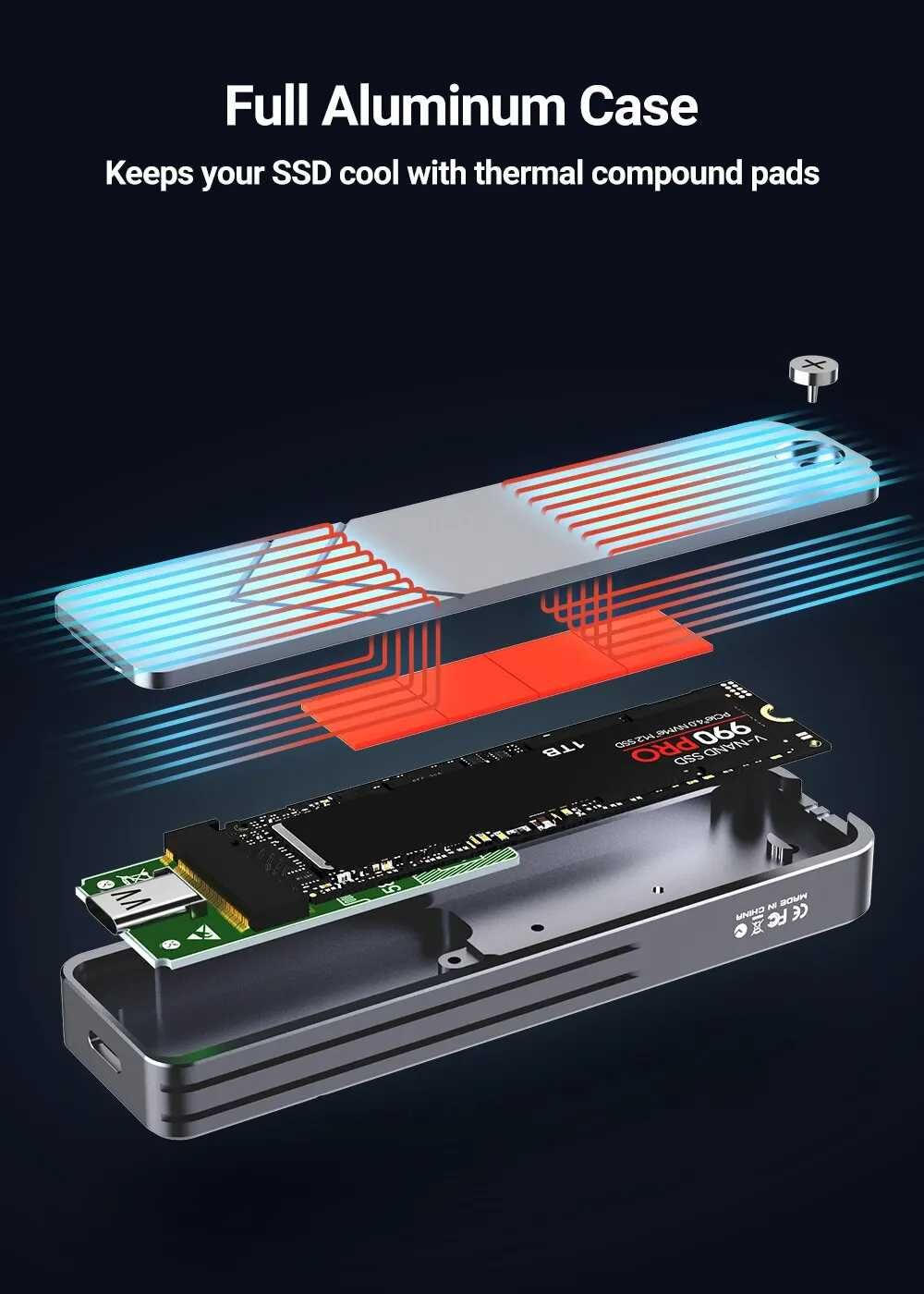 Rack SSD JEYI m.2 NVMe USB 3.2 Gen2 10Gbps