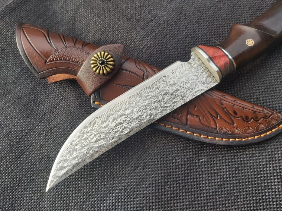 Ловен нож дамаска стомана с кожена кания LN414