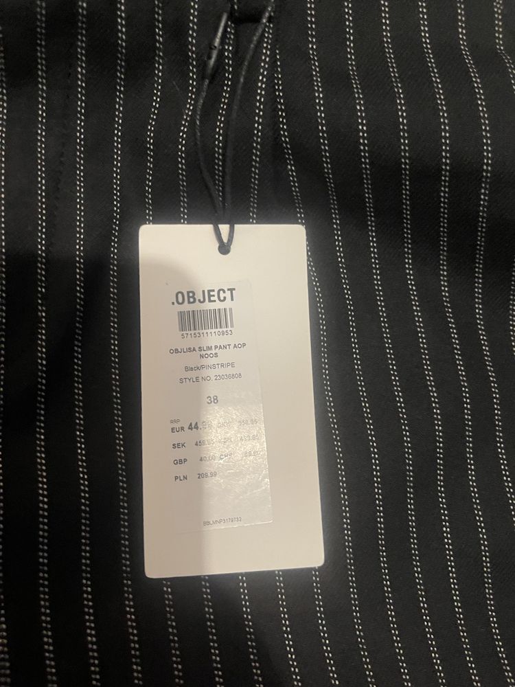OBJECT - Pantaloni eleganti slim fit, Negru/Alb, 38