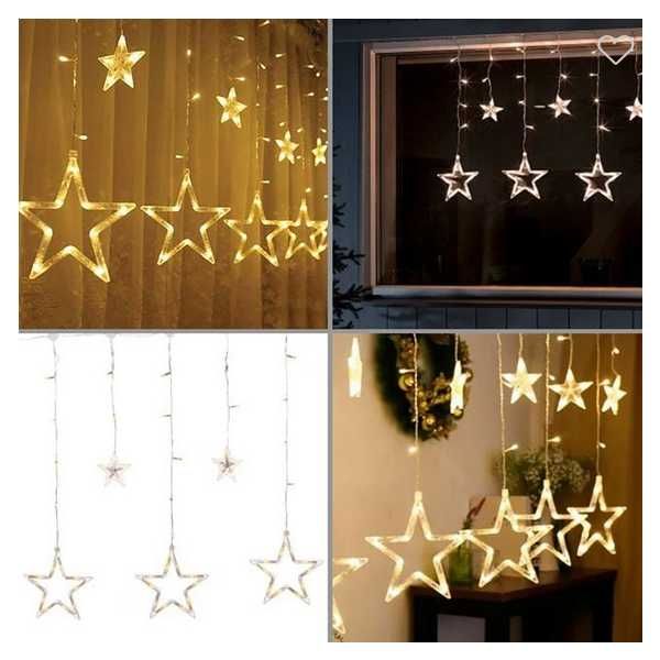 Декоративна коледна LED завеса Mercado Trade, Звезди, 107 крушки